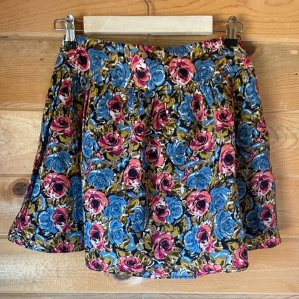 Fun FLoRaL Juniors Pink & Blue Mini Skirt